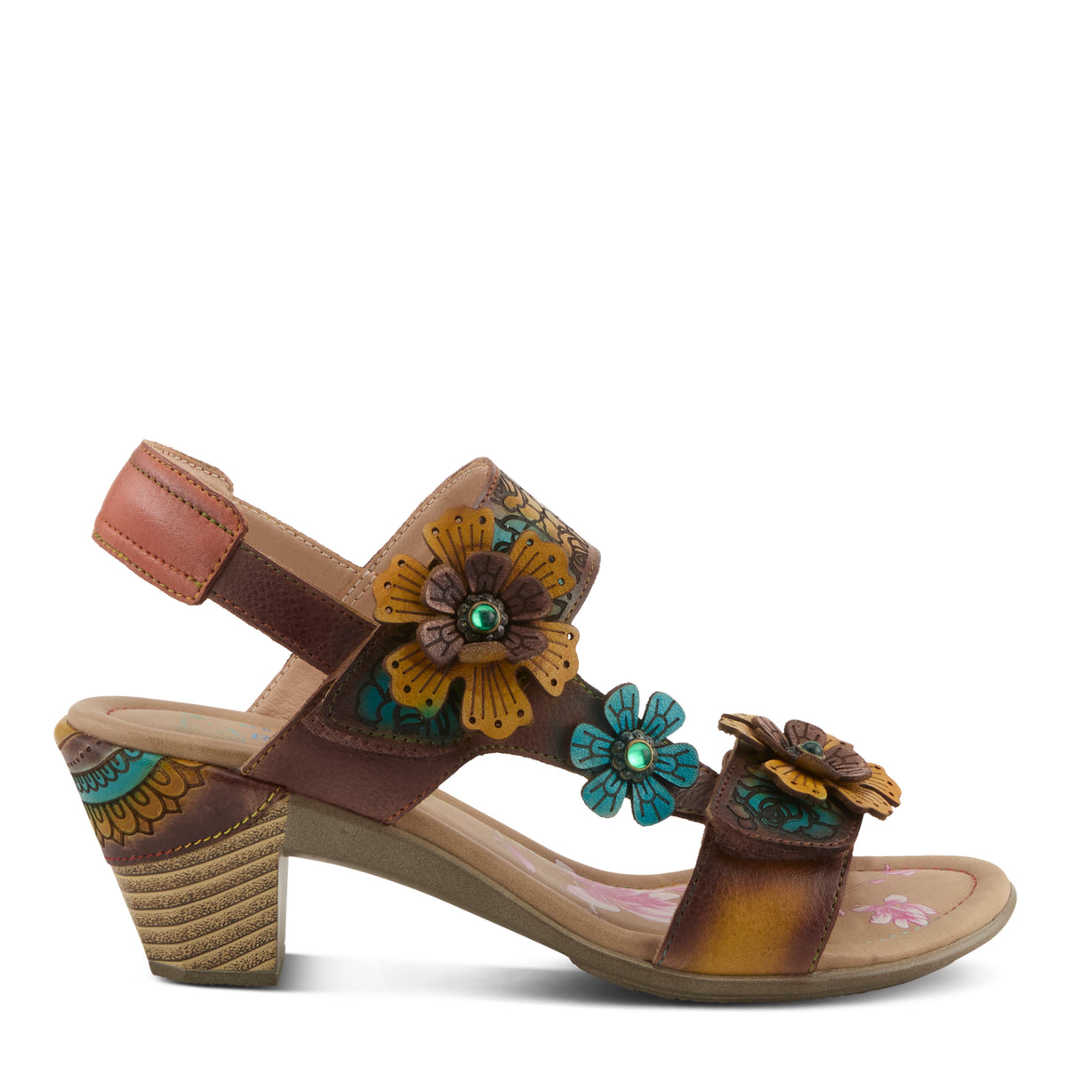L'Artiste L'ARTISTE SALIRA SANDALS sandal in brown multi with handcrafted leather design