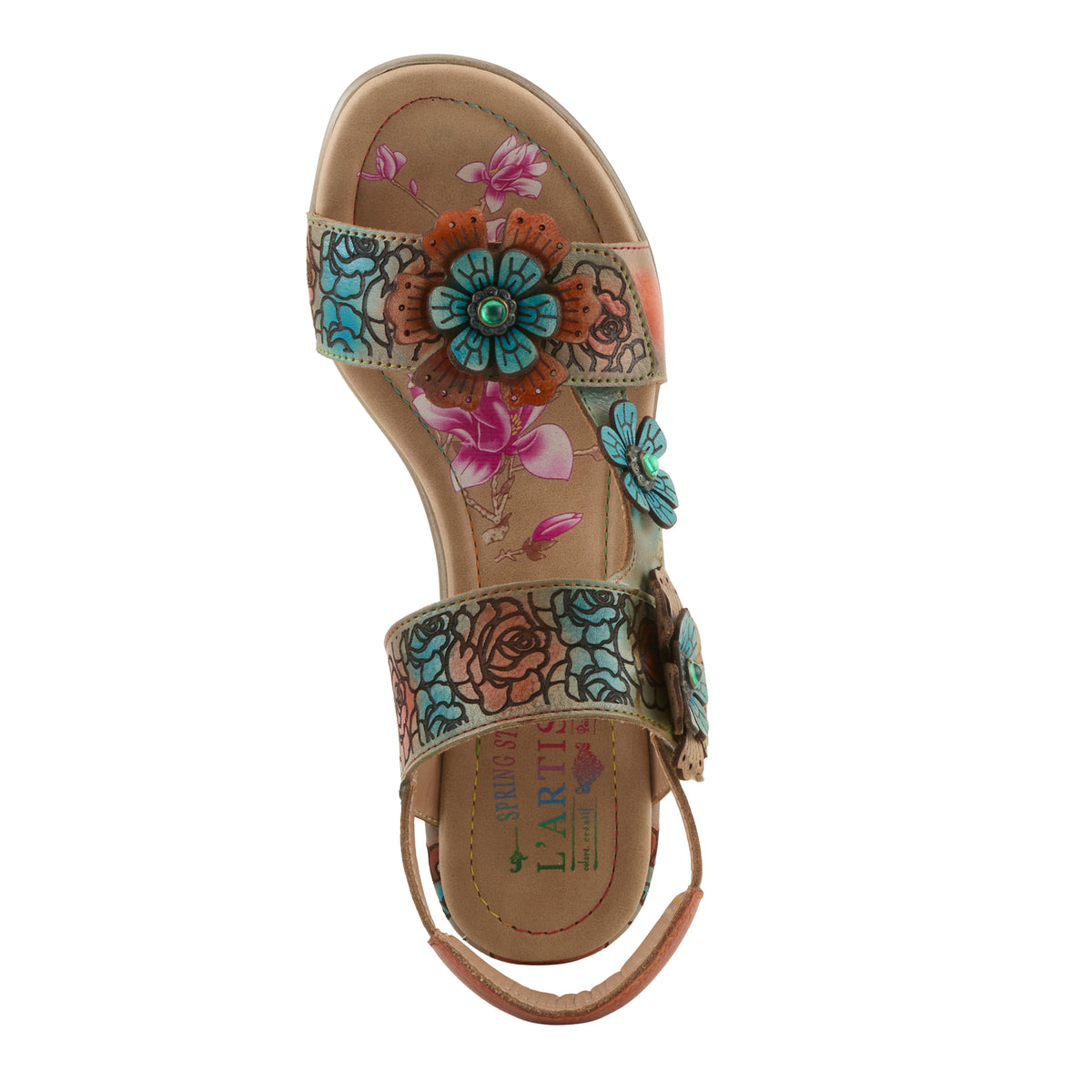 L'Artiste L'ARTISTE SALIRA SANDALS sandal in grey multi with handcrafted leather design