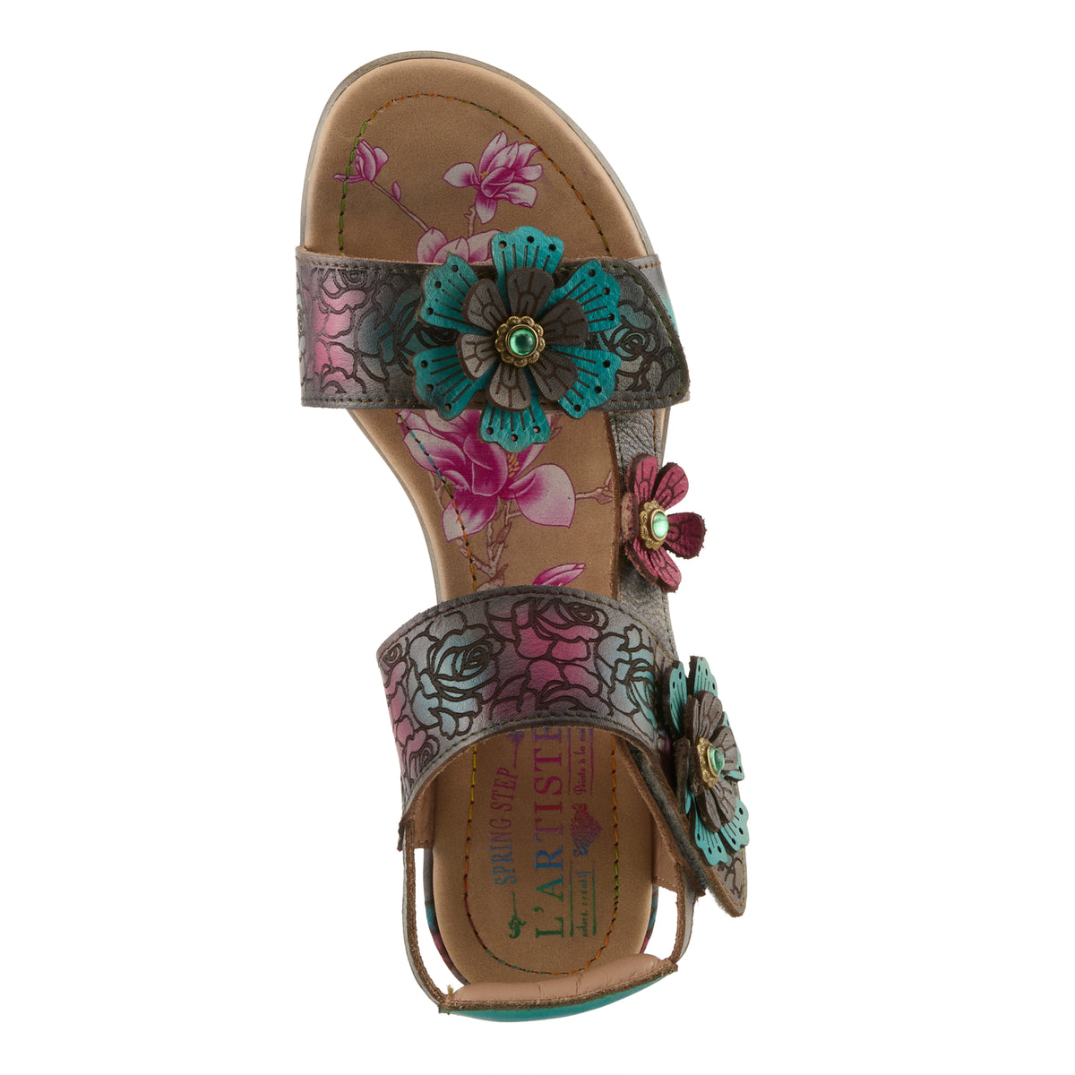 L'Artiste L'ARTISTE SALIRA SANDALS sandal in turquoise multi with handcrafted leather design
