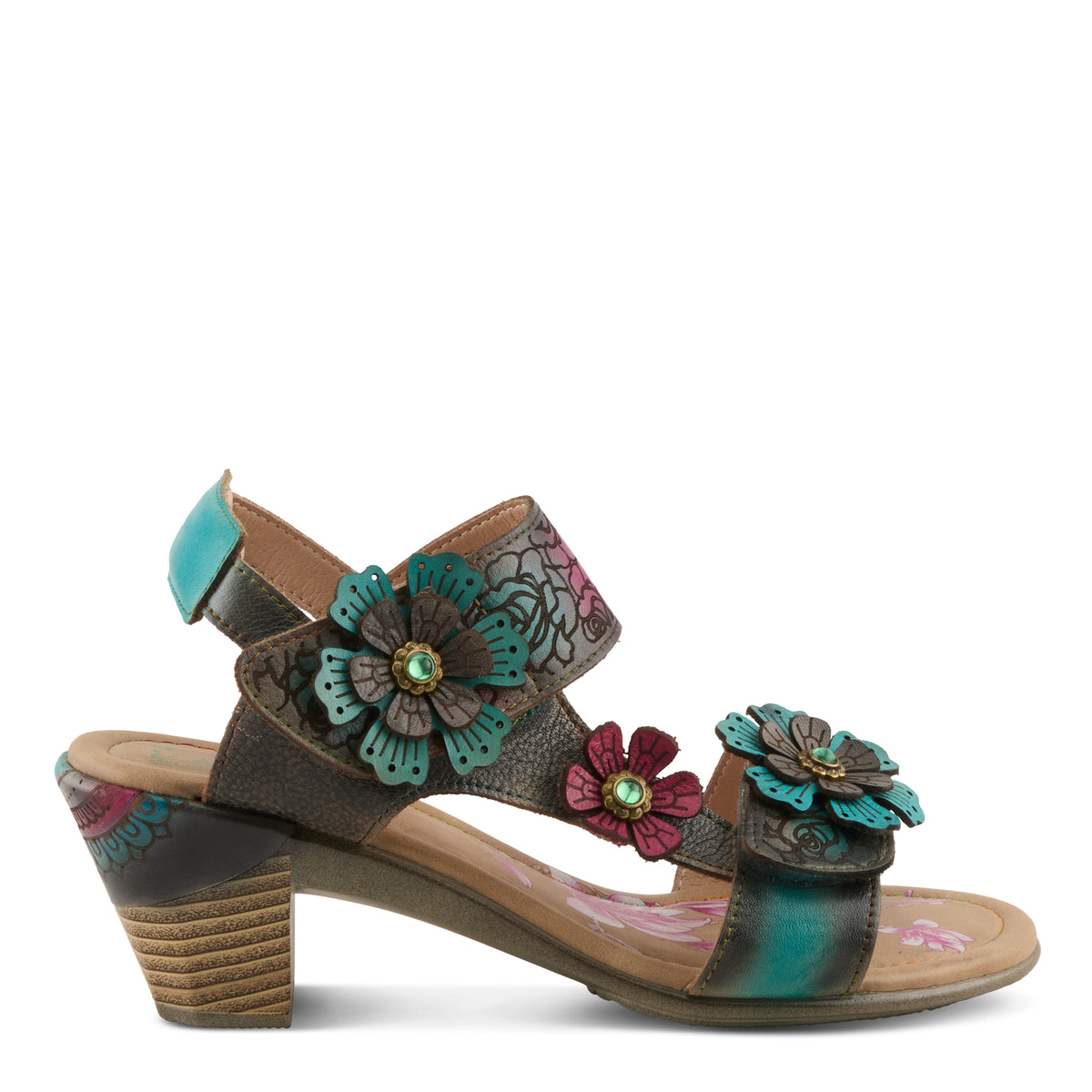 L'Artiste L'ARTISTE SALIRA SANDALS sandal in turquoise multi with handcrafted leather design