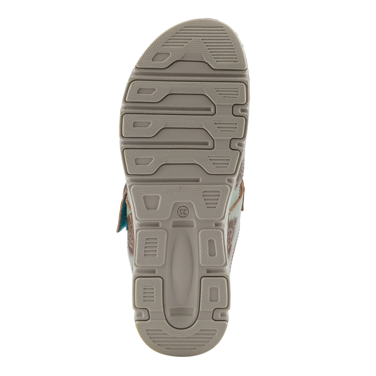 L'Artiste L'ARTISTE SEFTON CLOGS shoe in mint green multi with handcrafted leather design