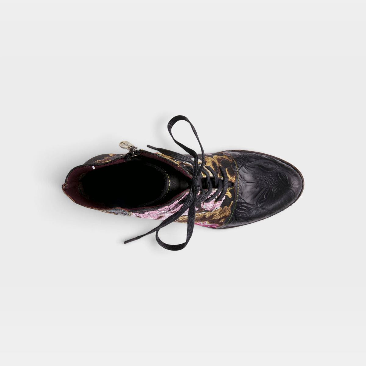 L'Artiste Siren boots in Black Multi, top view