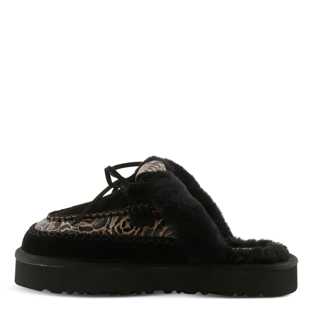 L'Artiste L'ARTISTE SLIDER CLOGS shoe in tan multi suede with handcrafted leather design