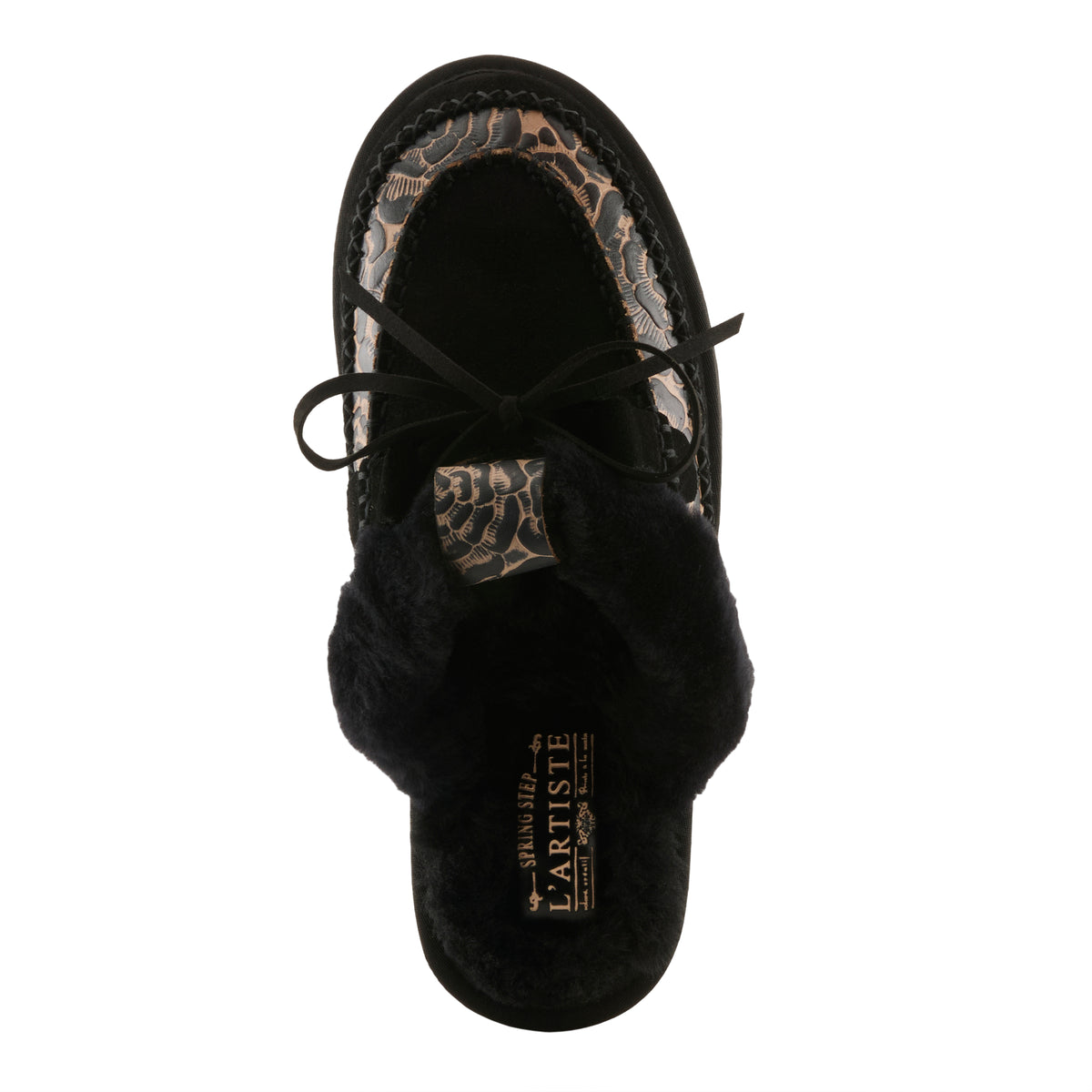 L'Artiste L'ARTISTE SLIDER CLOGS shoe in tan multi suede with handcrafted leather design