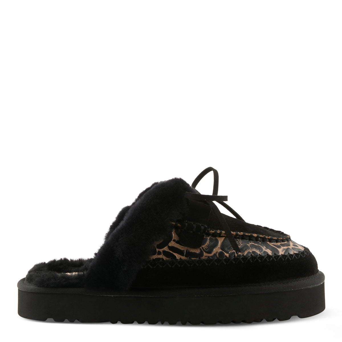 L'Artiste L'ARTISTE SLIDER CLOGS shoe in tan multi suede with handcrafted leather design
