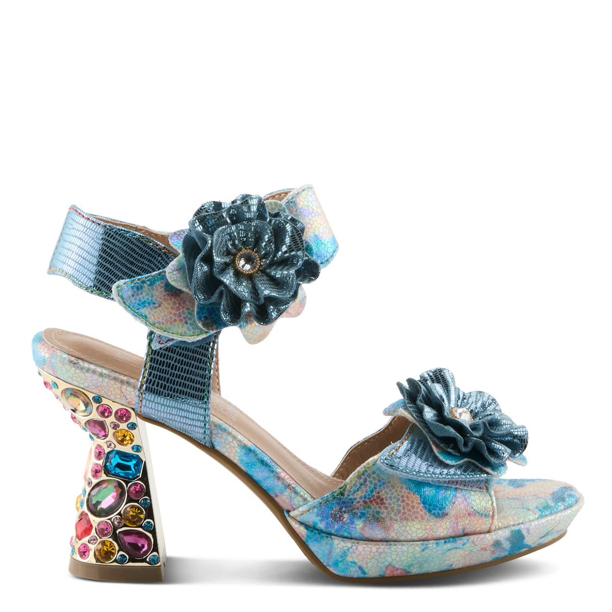 L'Artiste L'ARTISTE SMASHING SANDALS sandal in pink multi with handcrafted leather design