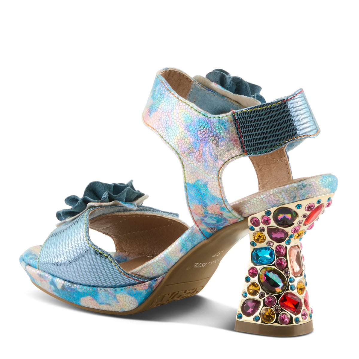 L'Artiste L'ARTISTE SMASHING SANDALS sandal in pink multi with handcrafted leather design