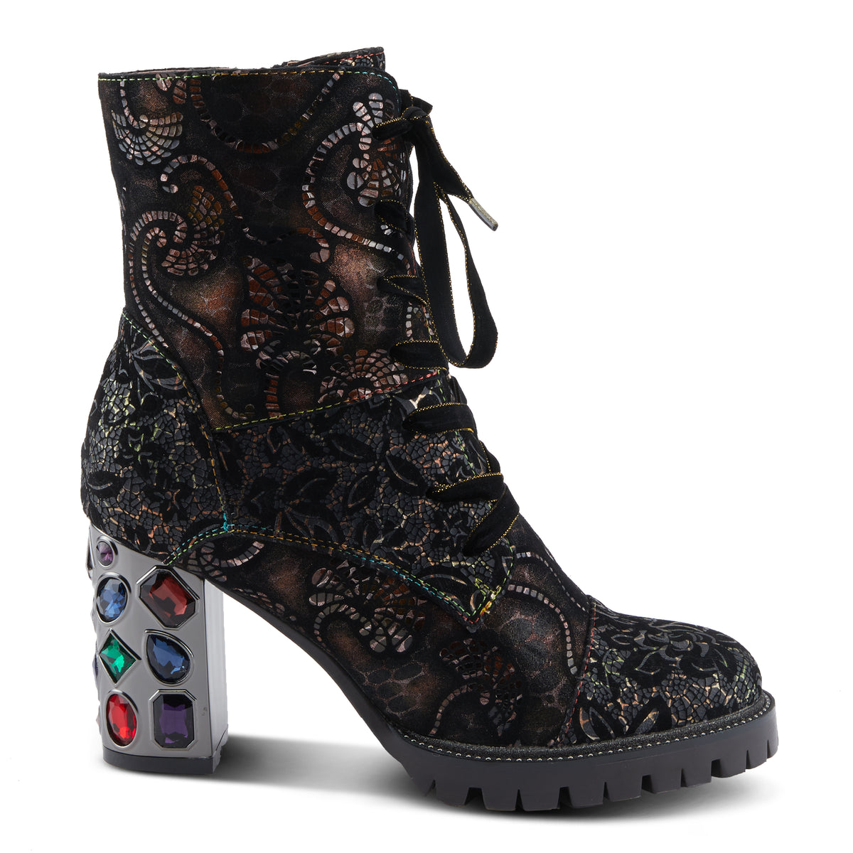 L'Artiste L'ARTISTE SOLAY-DELSOL BOOTS boot in brown multi with handcrafted leather design
