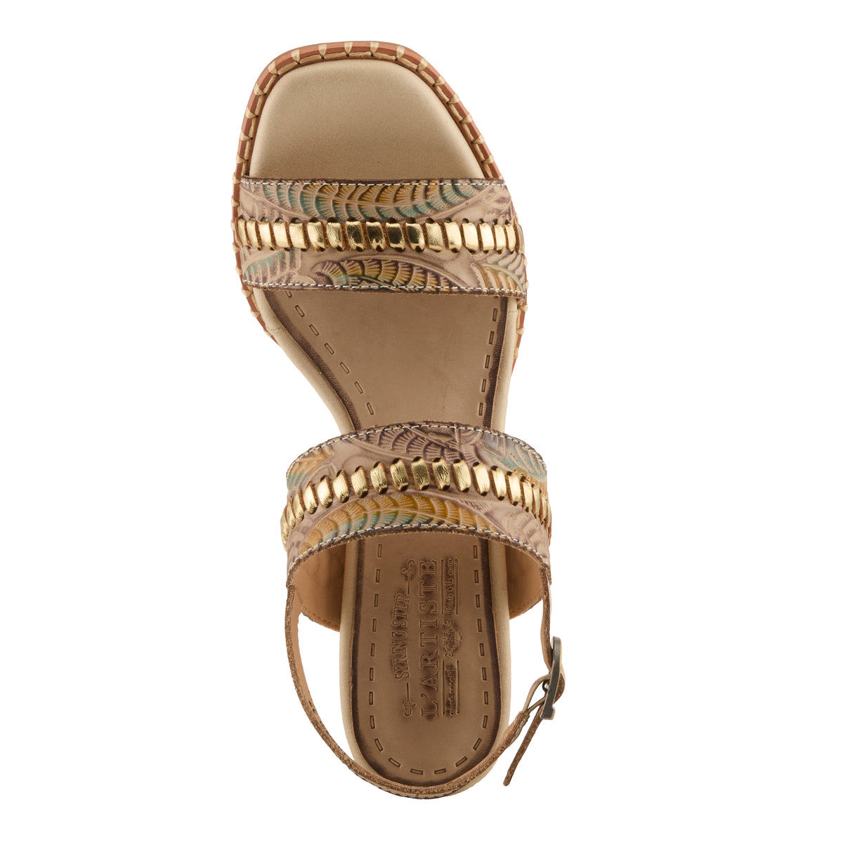 L'Artiste Starstud sandals in Beige Multi, top view