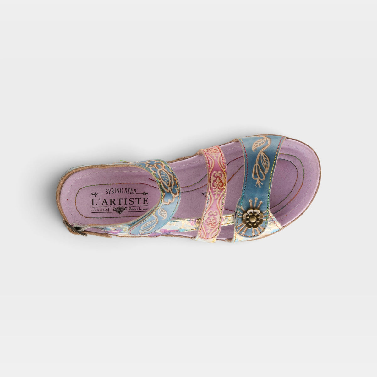 L'Artiste Sumacah sandal in Lilac Multi, top view