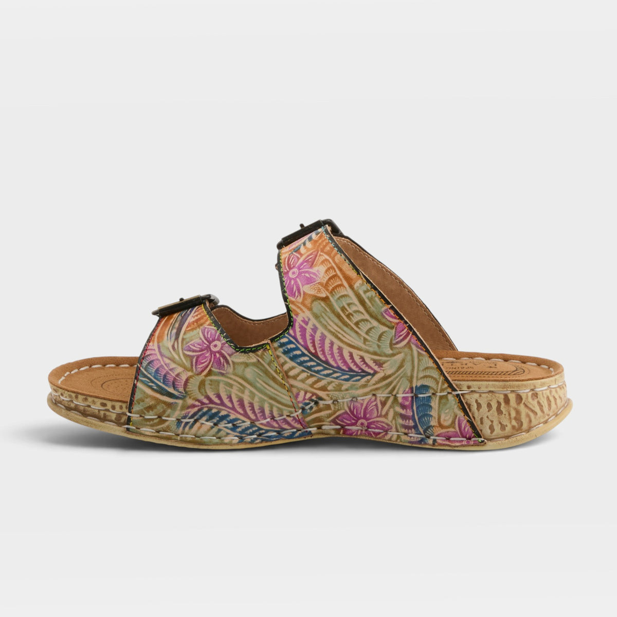 L'Artiste Sunjai sandals in Tan Multi, side view