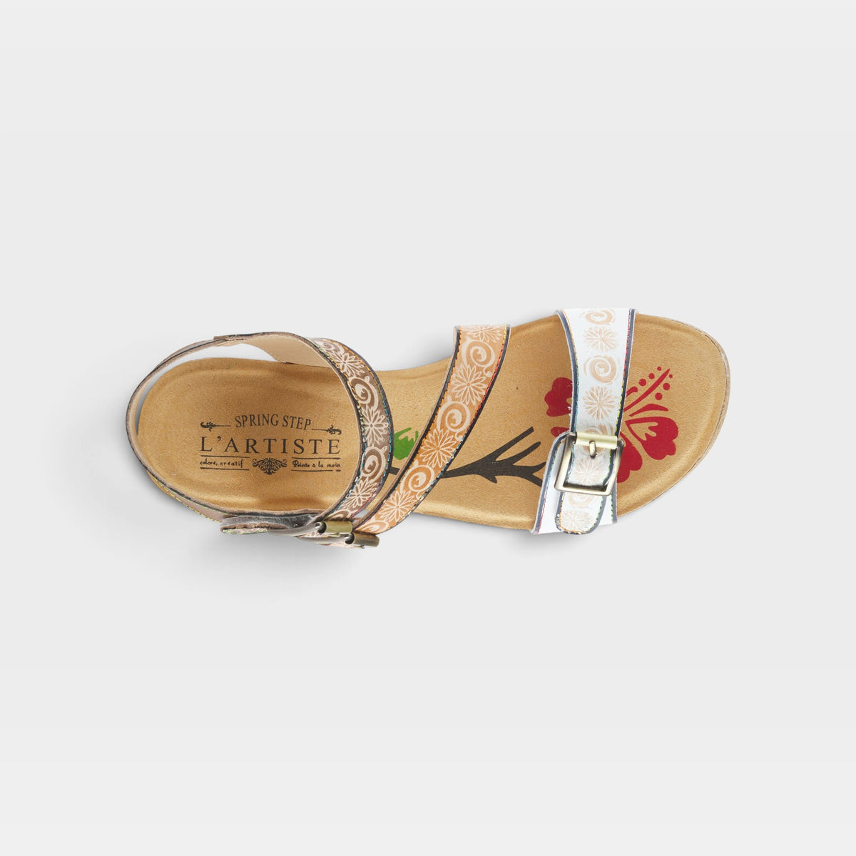 L'Artiste Tanja ankle strap sandal in White Multi, top view