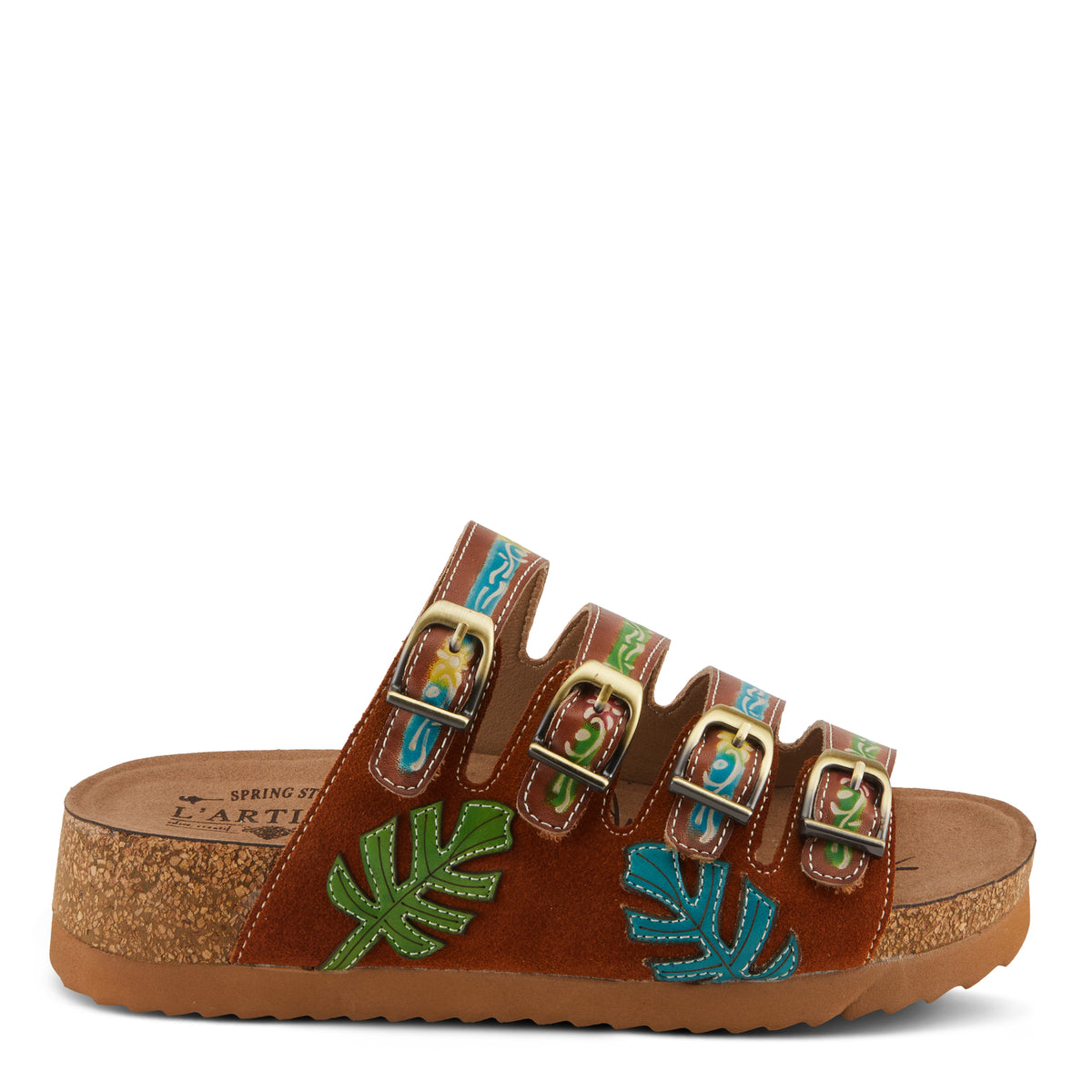 L'Artiste L'ARTISTE TOOCOOL SANDALS sandal in brown multi with handcrafted leather design