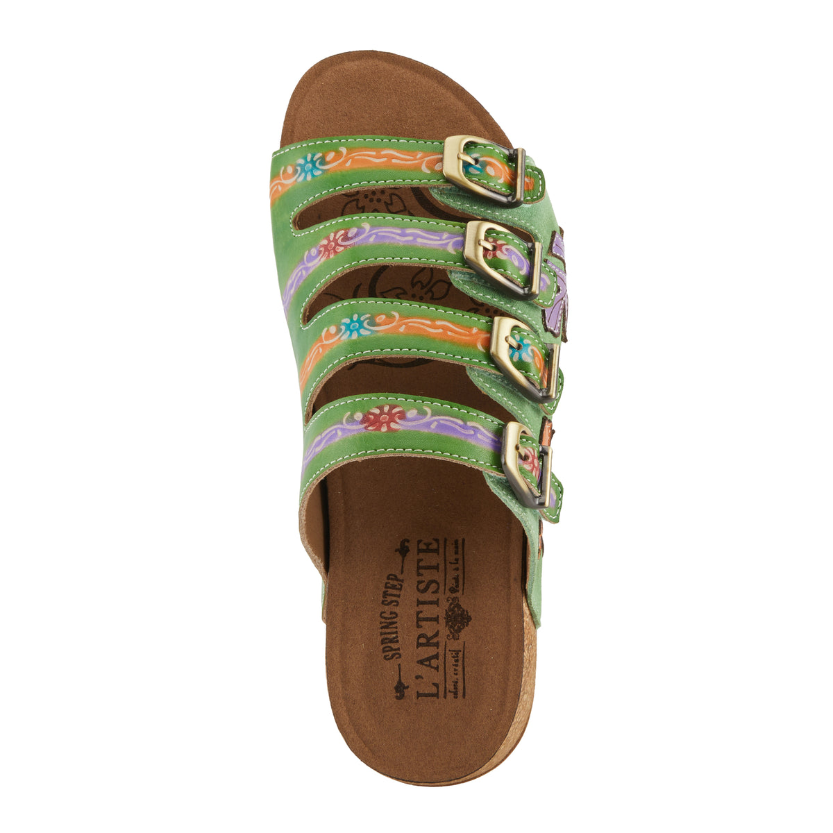 L'Artiste L'ARTISTE TOOCOOL SANDALS sandal in green multi with handcrafted leather design