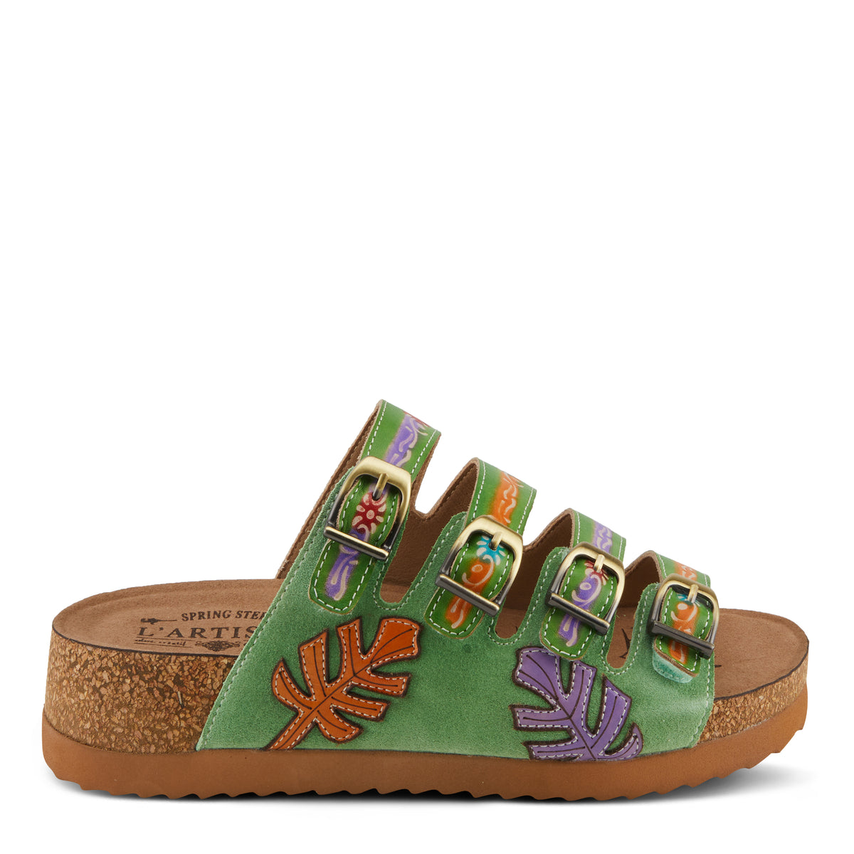 L'Artiste L'ARTISTE TOOCOOL SANDALS sandal in green multi with handcrafted leather design
