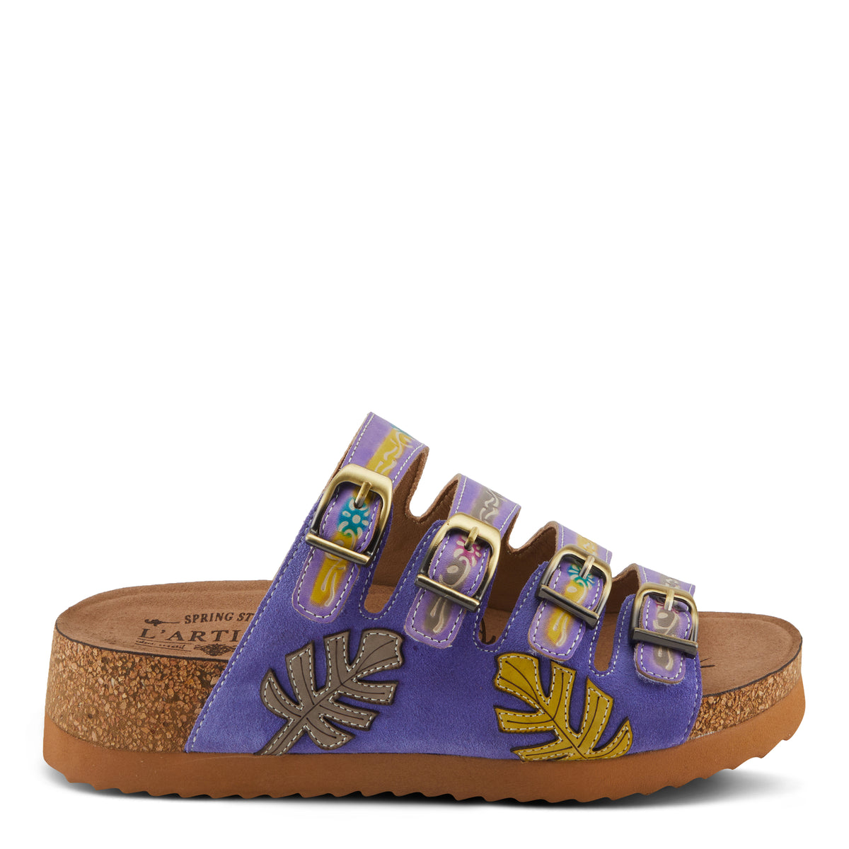 L'Artiste L'ARTISTE TOOCOOL SANDALS sandal in purple multi with handcrafted leather design