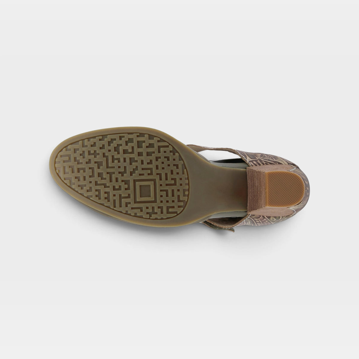 L'Artiste Toolie shoes in Olive Green, outsole view