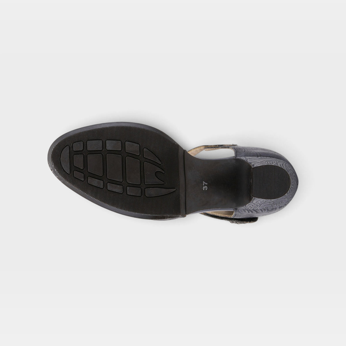 L'Artiste Visionary ankle strap shoes in Black, outsole view