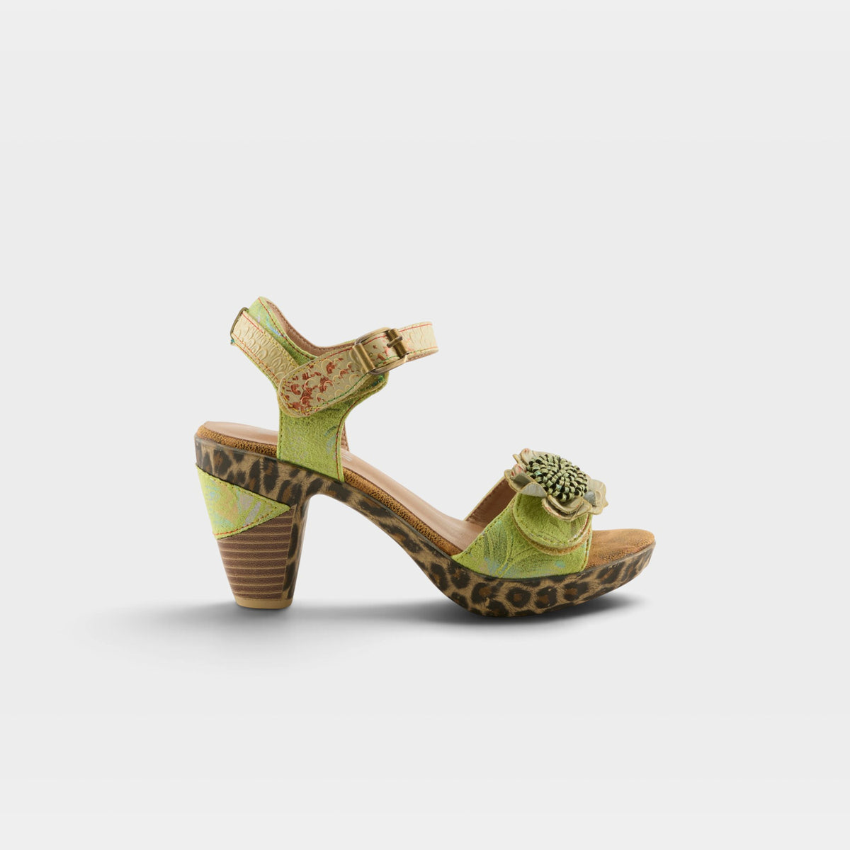 L'Artiste Wildcat sandals in Lime Green Multi, hero view