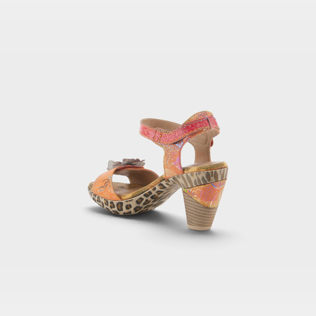 L'Artiste Wildcat sandals in Peach Multi, alternate angle view