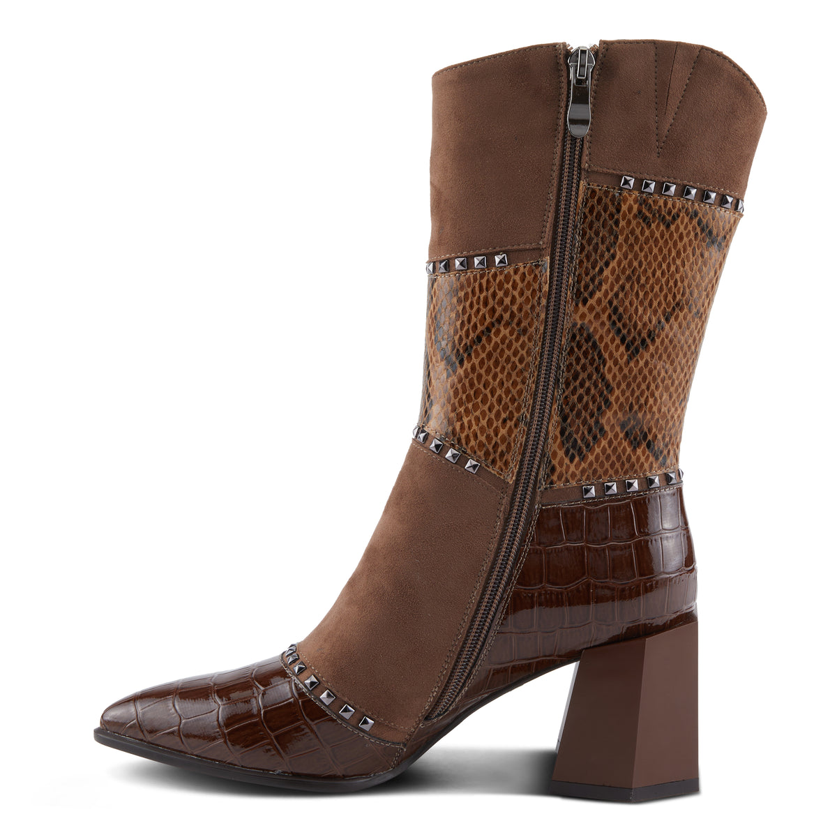 Azura Zayrina women's boot in brown with leather upper and zipper detail
