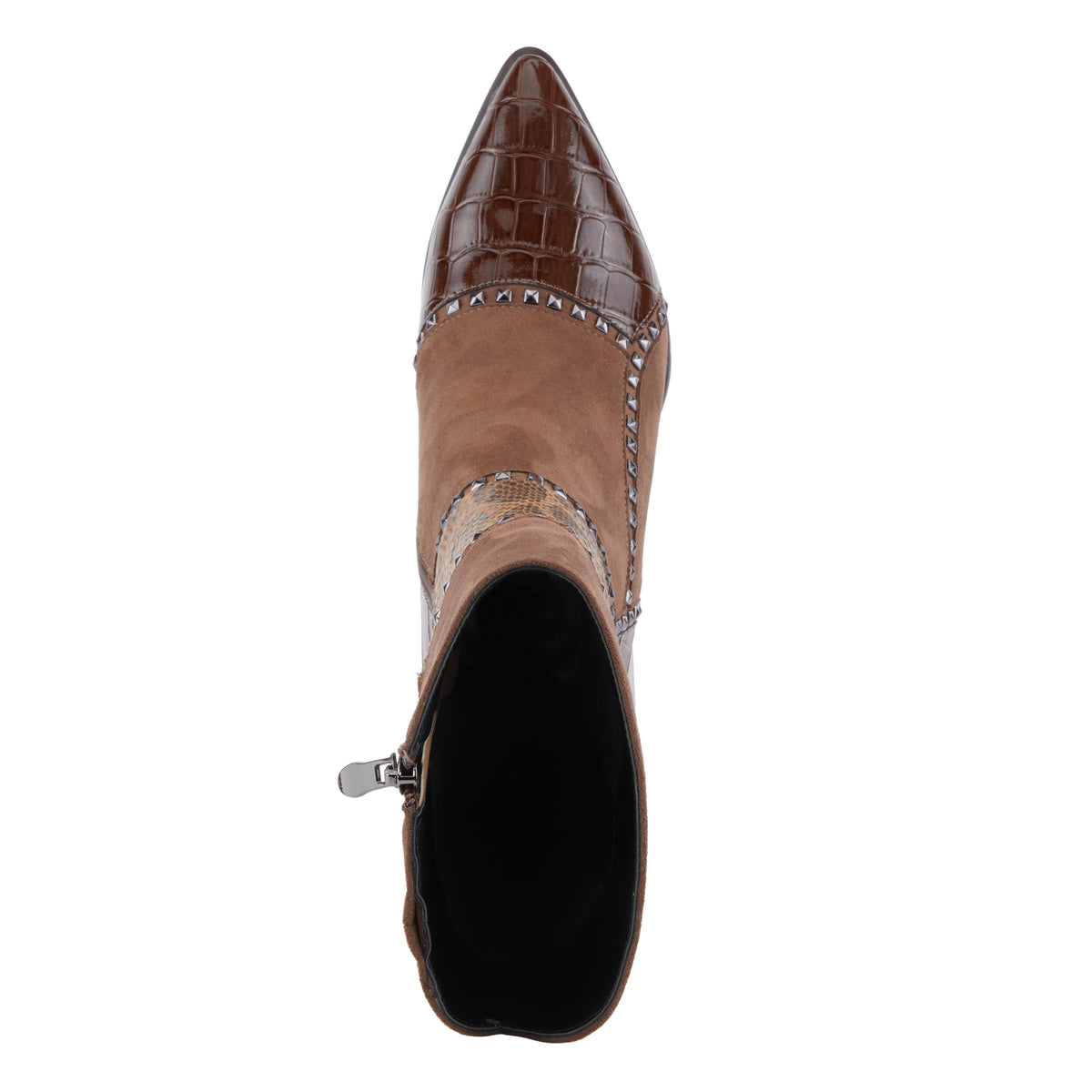 Azura Zayrina women's boot in brown with leather upper and zipper detail