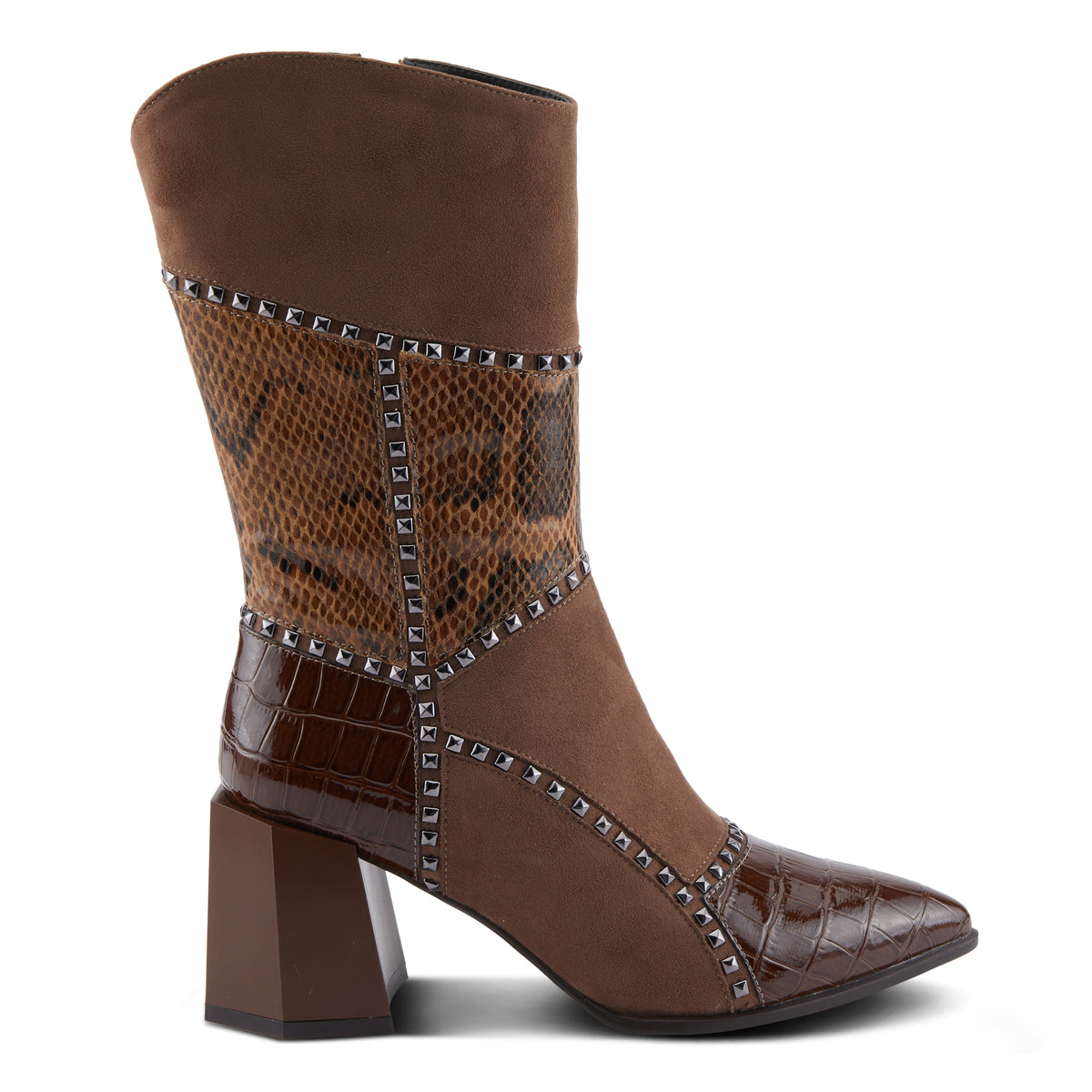 Azura Zayrina women's boot in brown with leather upper and zipper detail