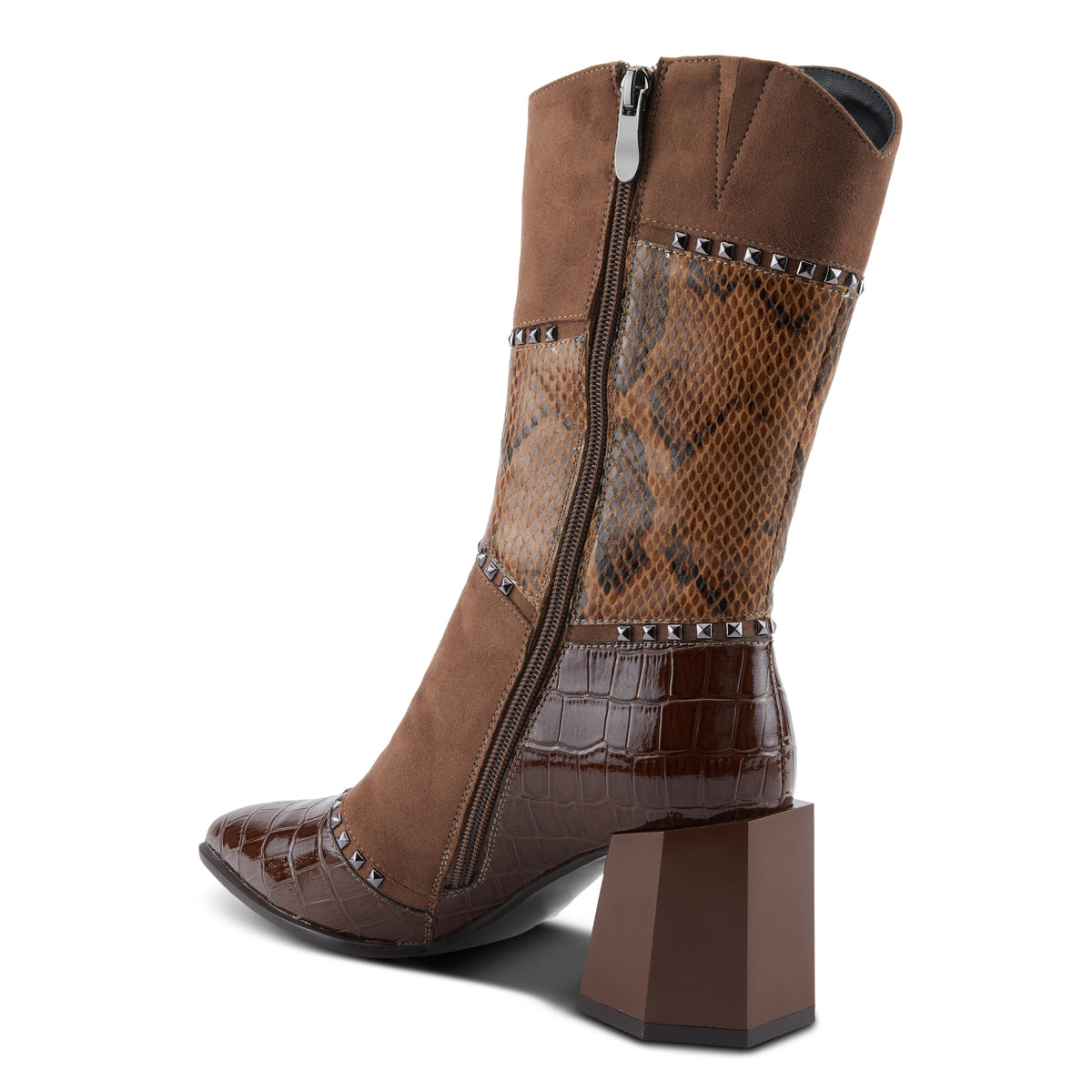 Azura Zayrina women's boot in brown with leather upper and zipper detail