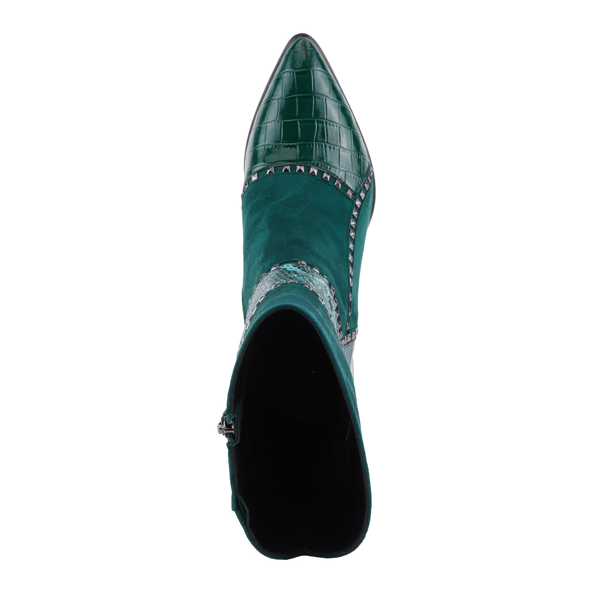 Azura Zayrina women's boot in green with leather upper and zipper detail