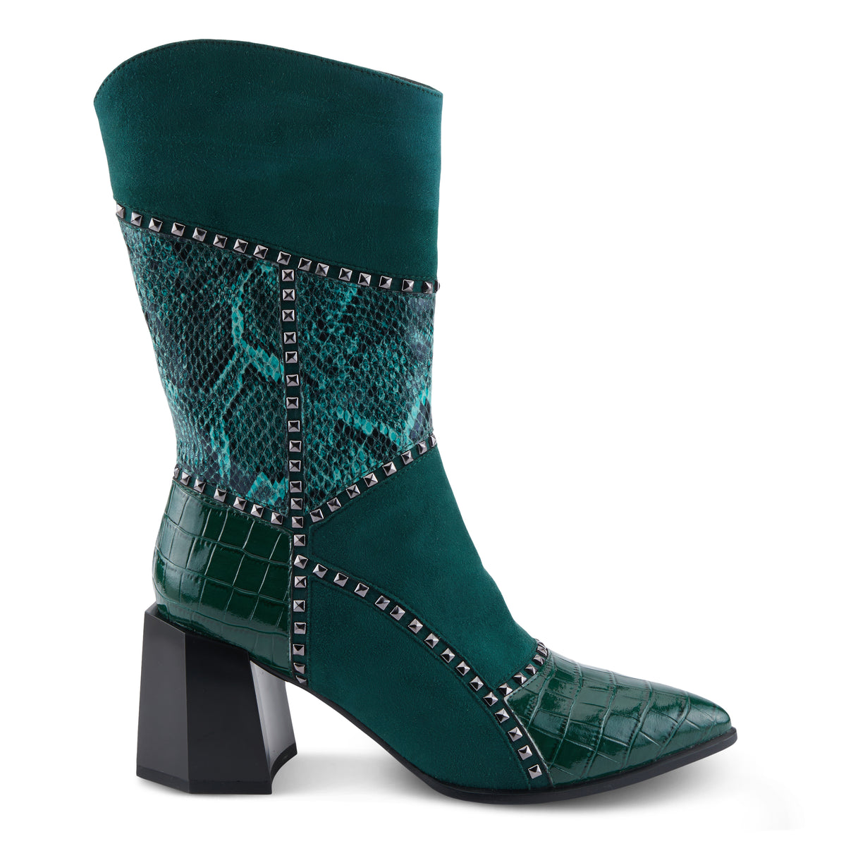 Azura Zayrina women's boot in green with leather upper and zipper detail