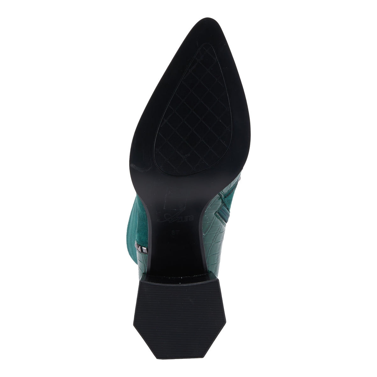 Azura Zayrina women's boot in green with leather upper and zipper detail