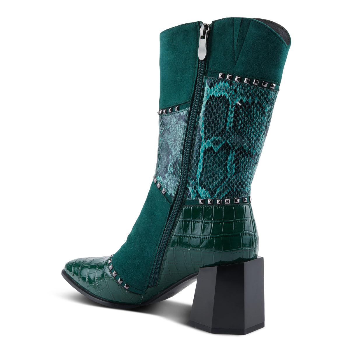 Azura Zayrina women's boot in green with leather upper and zipper detail