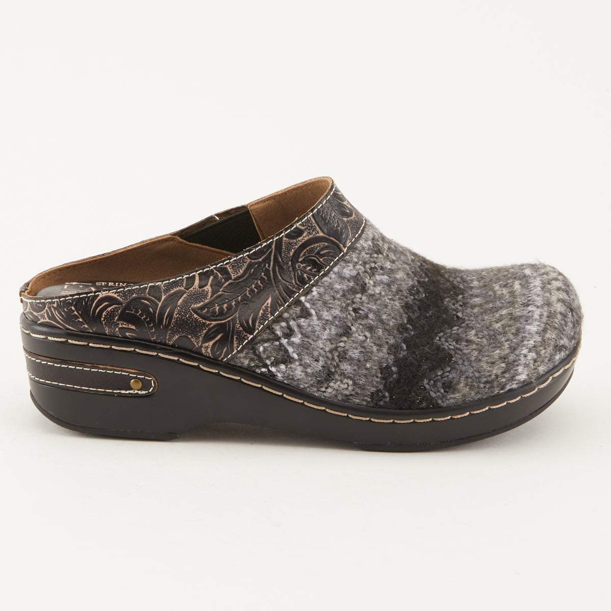 L'Artiste L'ARTISTE ZIGINO CLOGS shoe in camel multi with handcrafted leather design