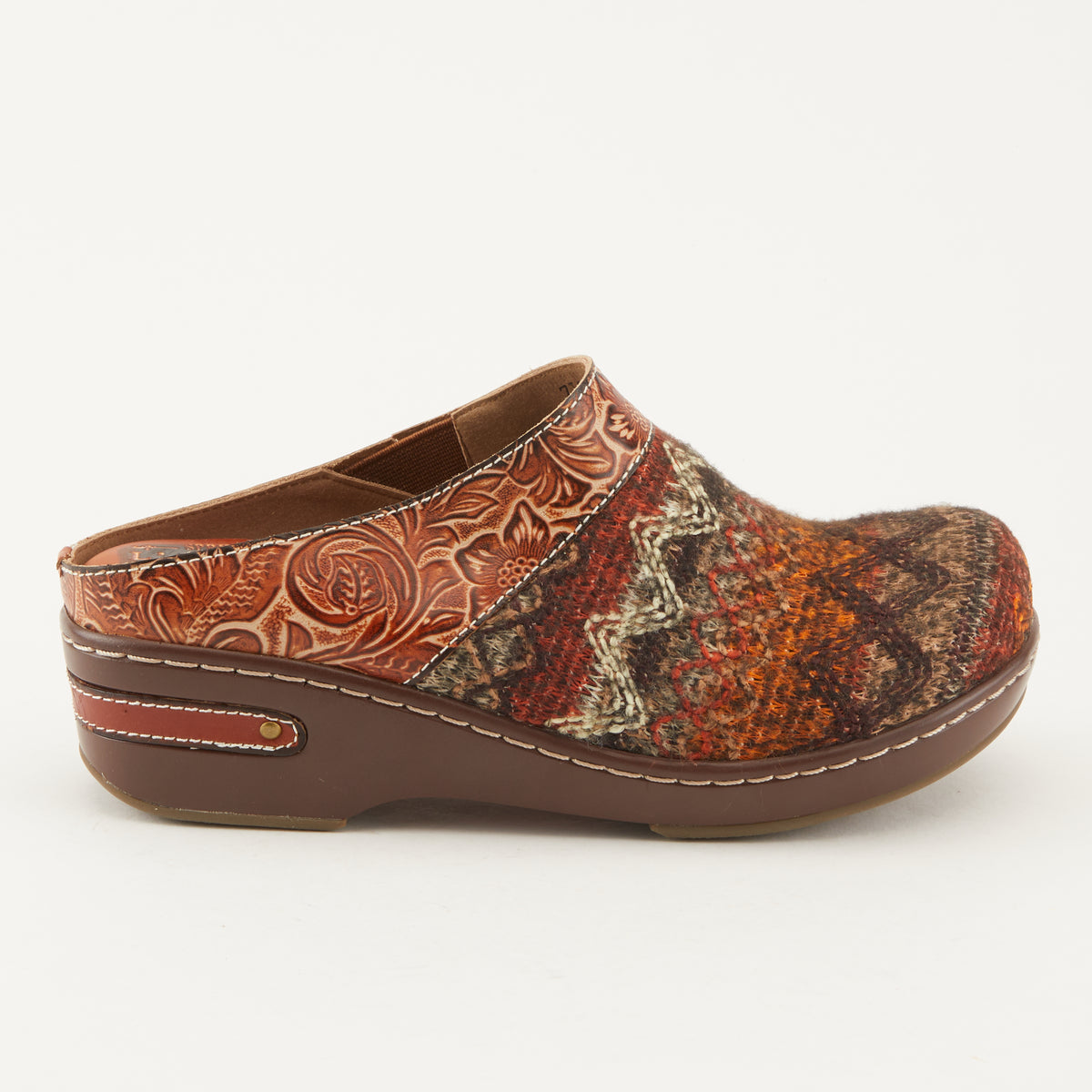 L'Artiste L'ARTISTE ZIGINO CLOGS shoe in purple multi with handcrafted leather design