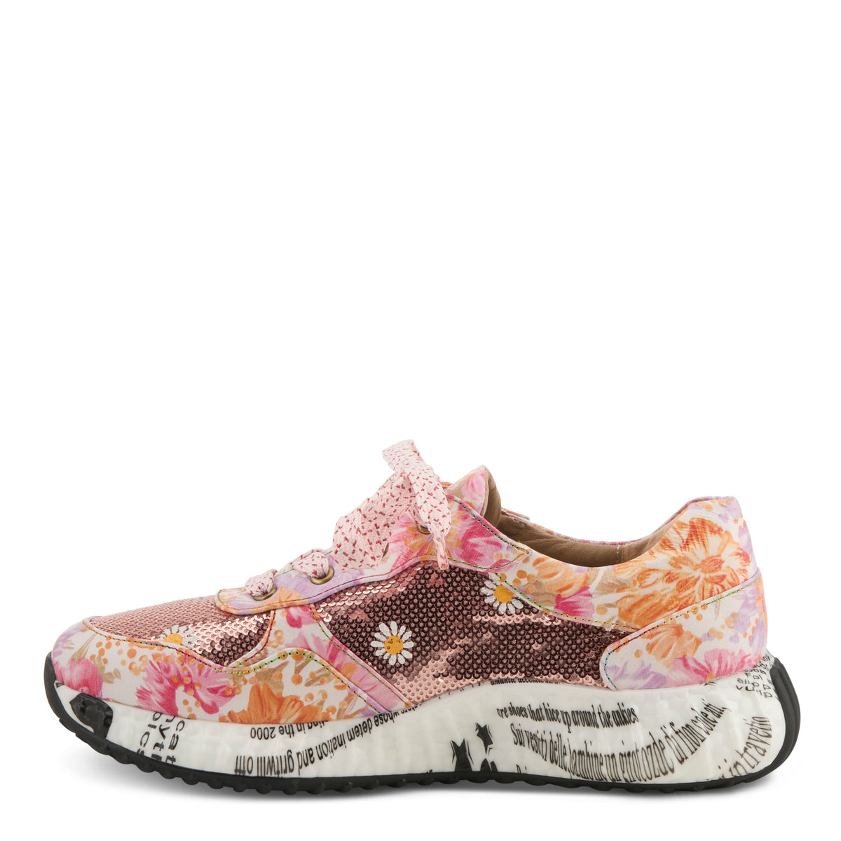 L'Artiste L'ARTISTE ZINGY SNEAKER shoe in grey multi with handcrafted leather design