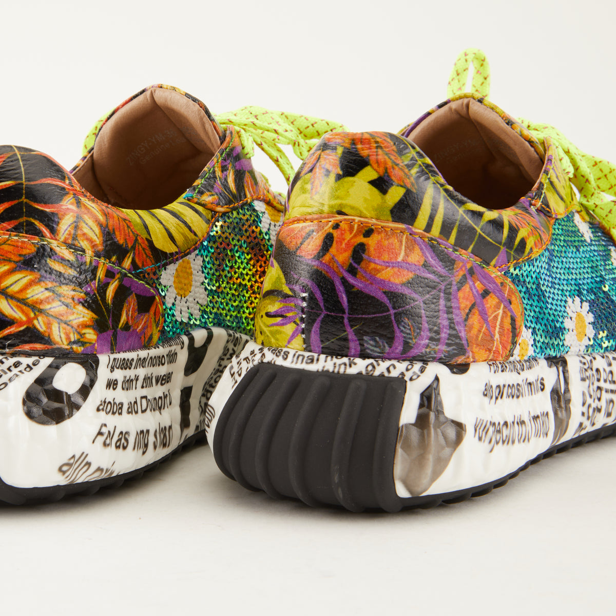 L'Artiste L'ARTISTE ZINGY SNEAKER shoe in green multi with handcrafted leather design