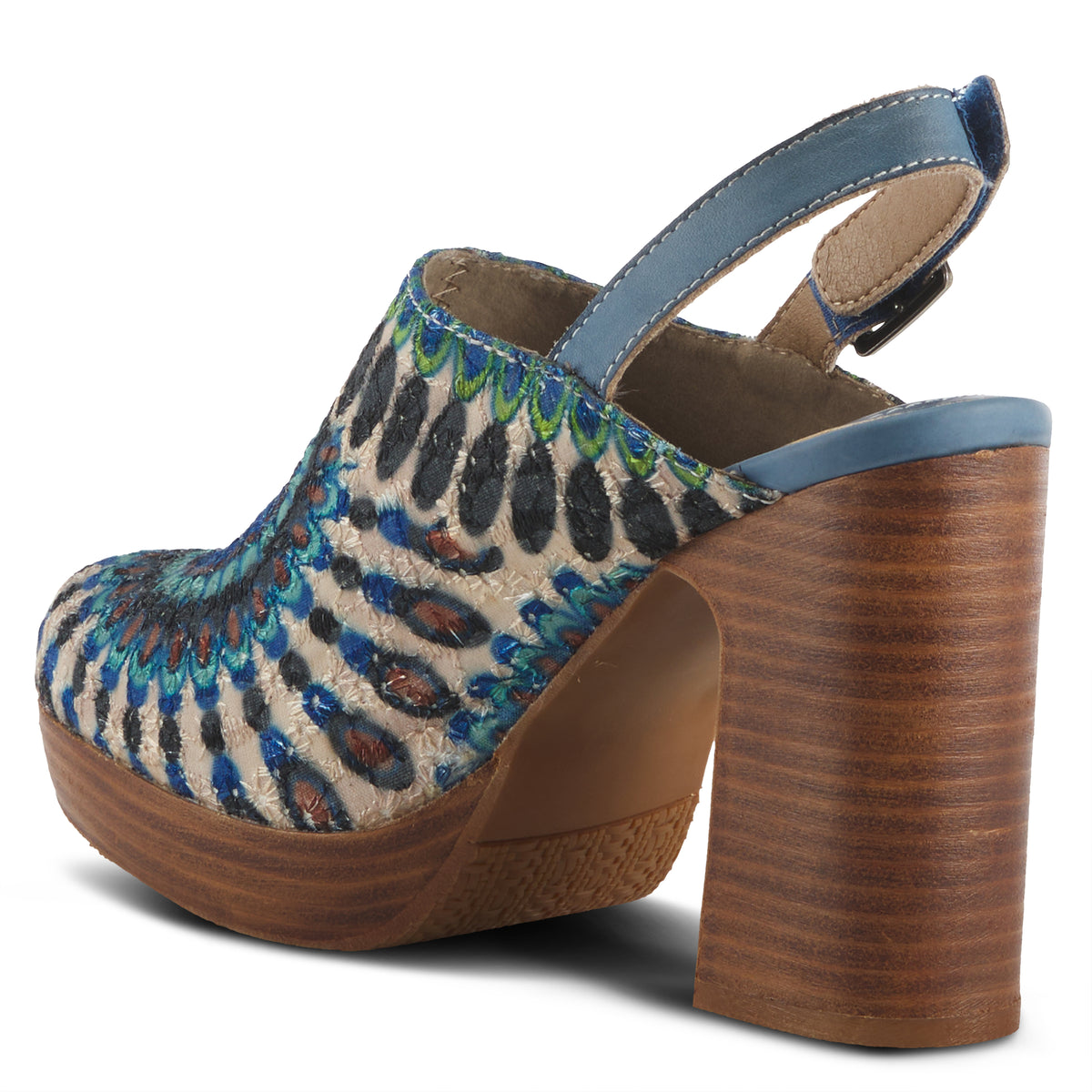 L'Artiste L'ARTISTE ZIPI SHOOTIE shoe in blue multi with handcrafted leather design