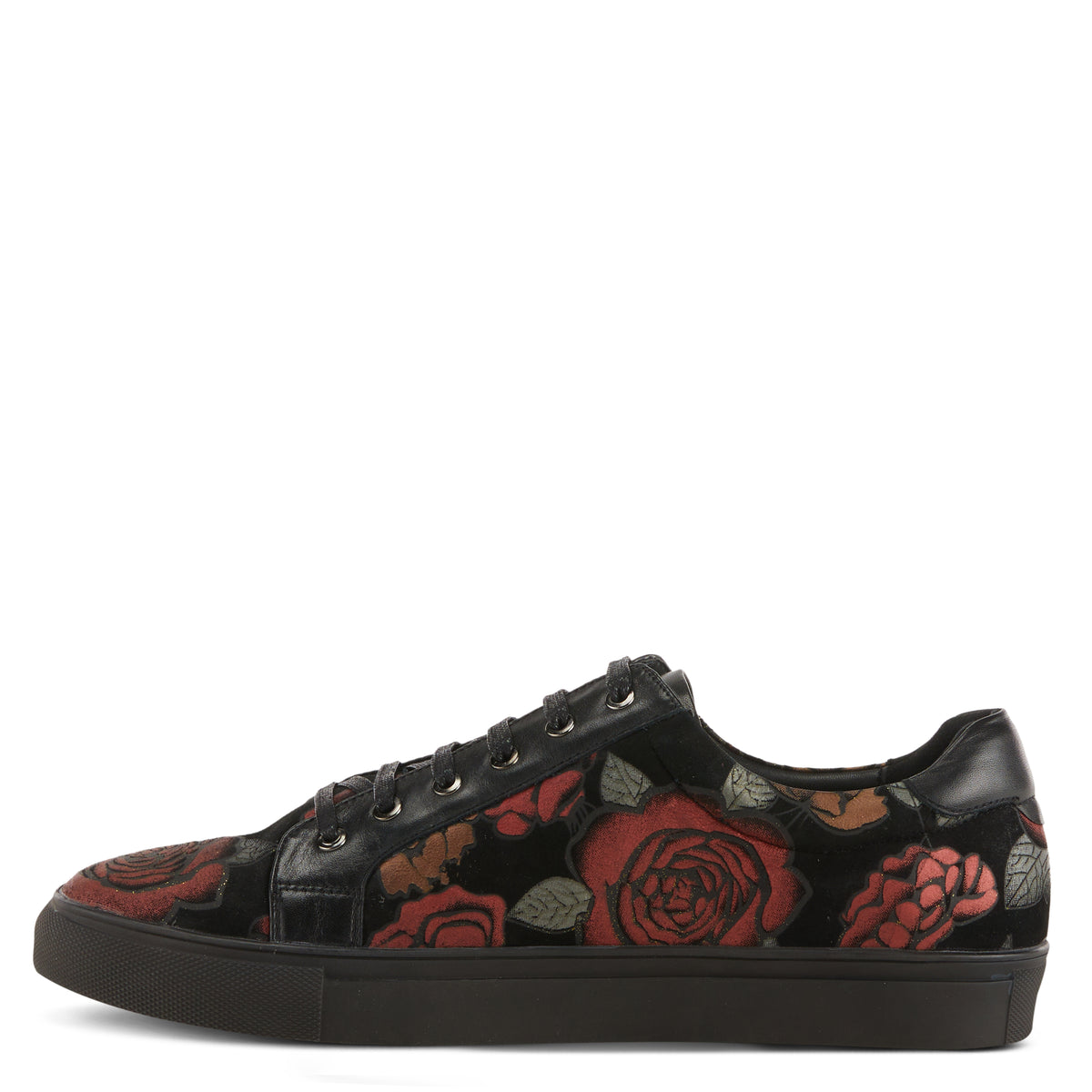 L'Artiste L'ARTISTE MEN ANDER-ROSE LACE-UP SNEAKER shoe in black multi with handcrafted leather design