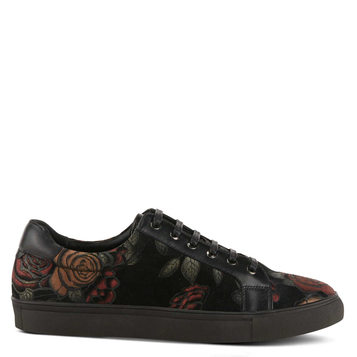 L'Artiste L'ARTISTE MEN ANDER-ROSE LACE-UP SNEAKER shoe in black multi with handcrafted leather design