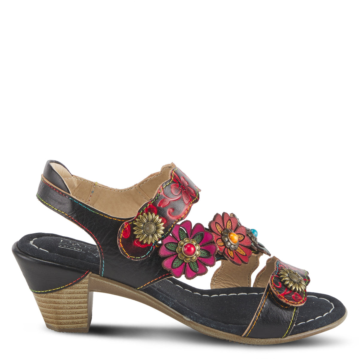 L'Artiste L'ARTISTE AROMAS SLINGBACK SANDALS sandal in black multi with handcrafted leather design