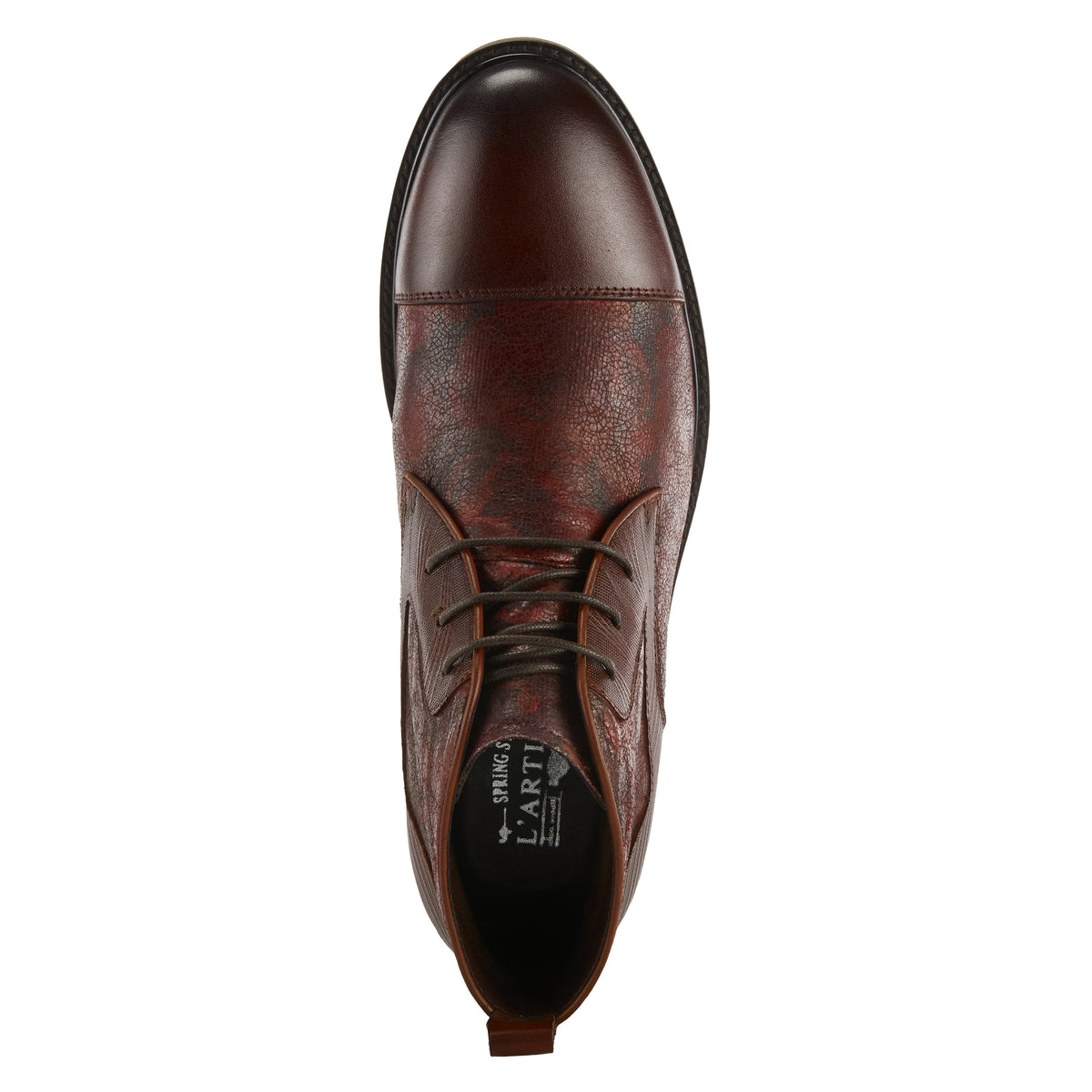 L'Artiste L'ARTISTE MEN BALVIN BOOTIE boot in bordeaux with handcrafted leather design