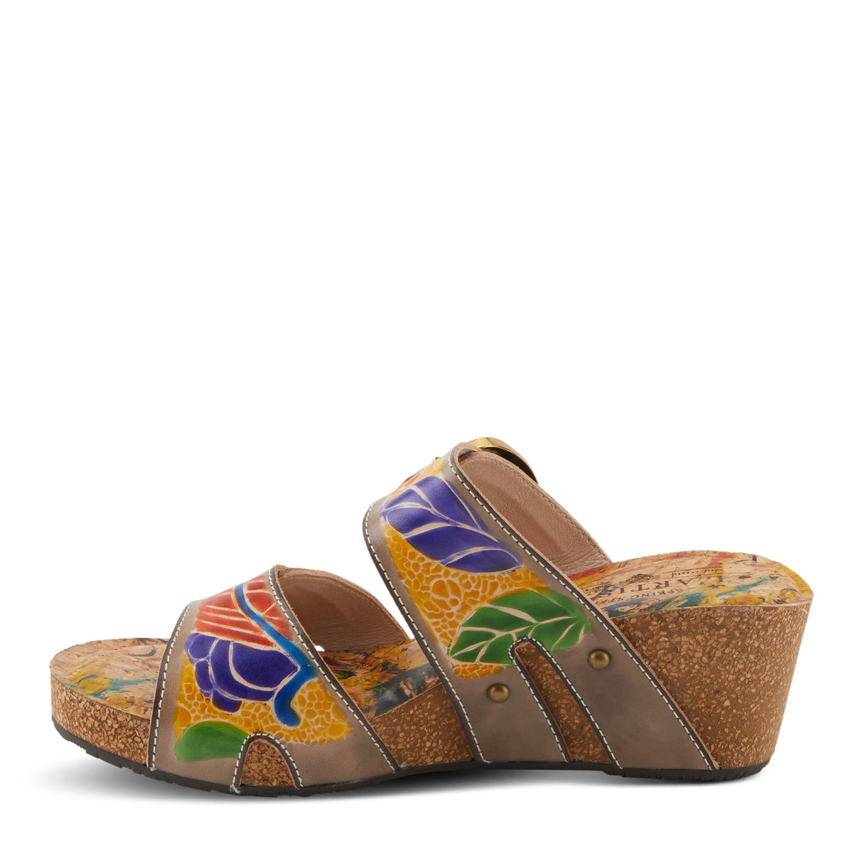 L'Artiste L'ARTISTE BRISEIS SANDALS sandal in grey multi with handcrafted leather design