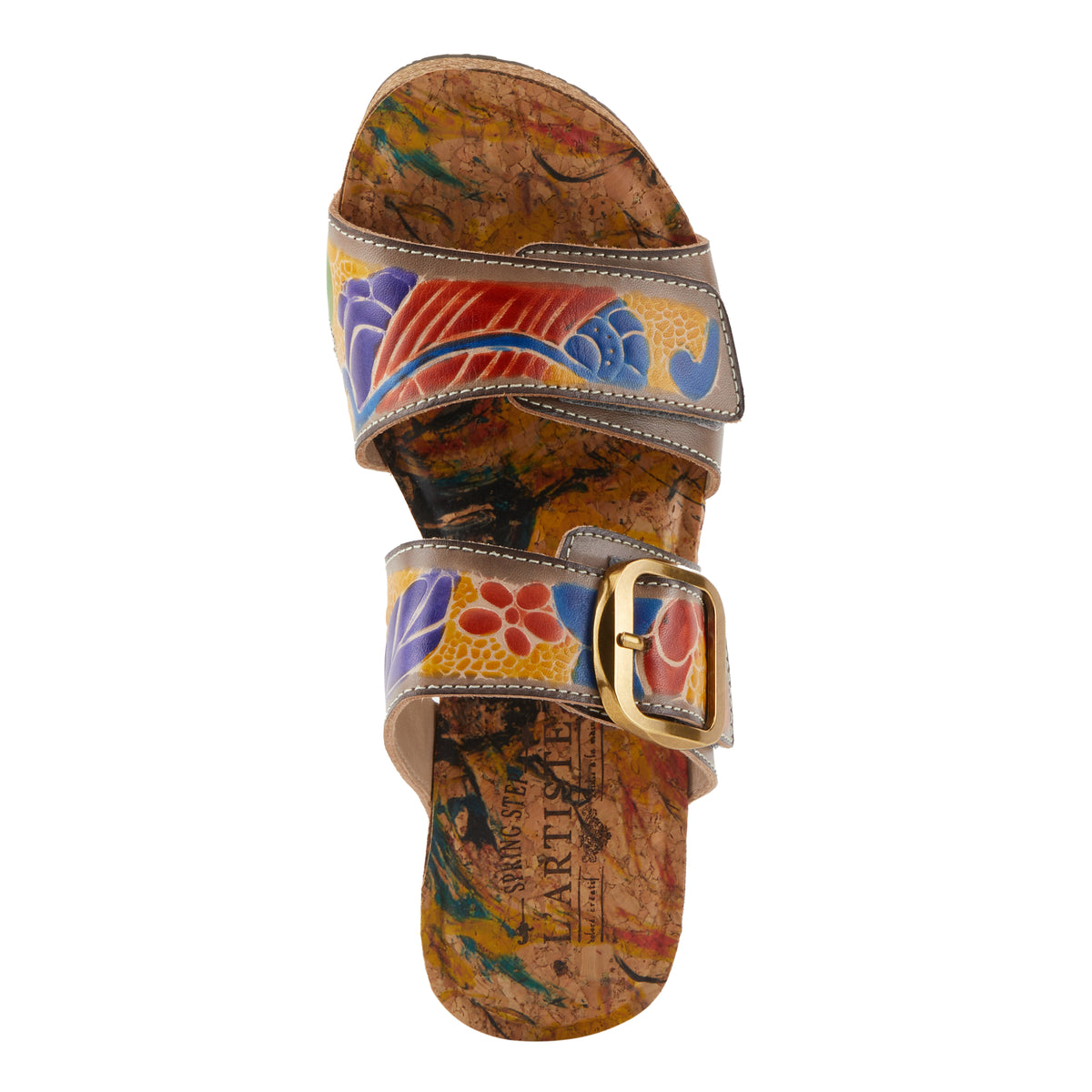 L'Artiste L'ARTISTE BRISEIS SANDALS sandal in grey multi with handcrafted leather design