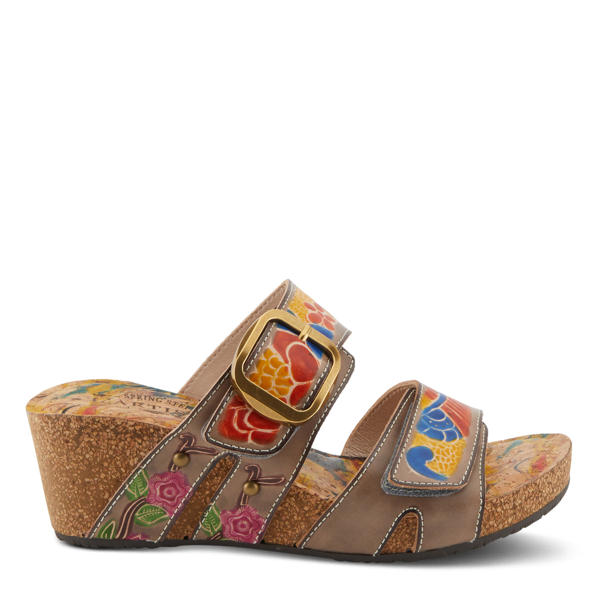 L'Artiste L'ARTISTE BRISEIS SANDALS sandal in grey multi with handcrafted leather design