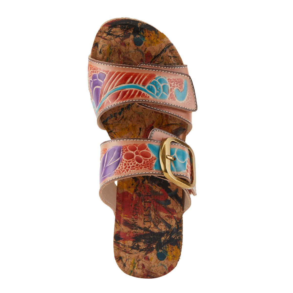 L'Artiste L'ARTISTE BRISEIS SANDALS sandal in peach multi with handcrafted leather design