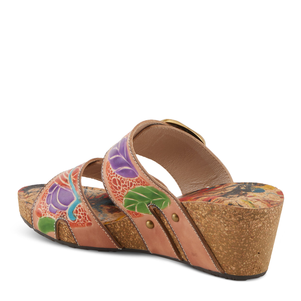 L'Artiste L'ARTISTE BRISEIS SANDALS sandal in peach multi with handcrafted leather design
