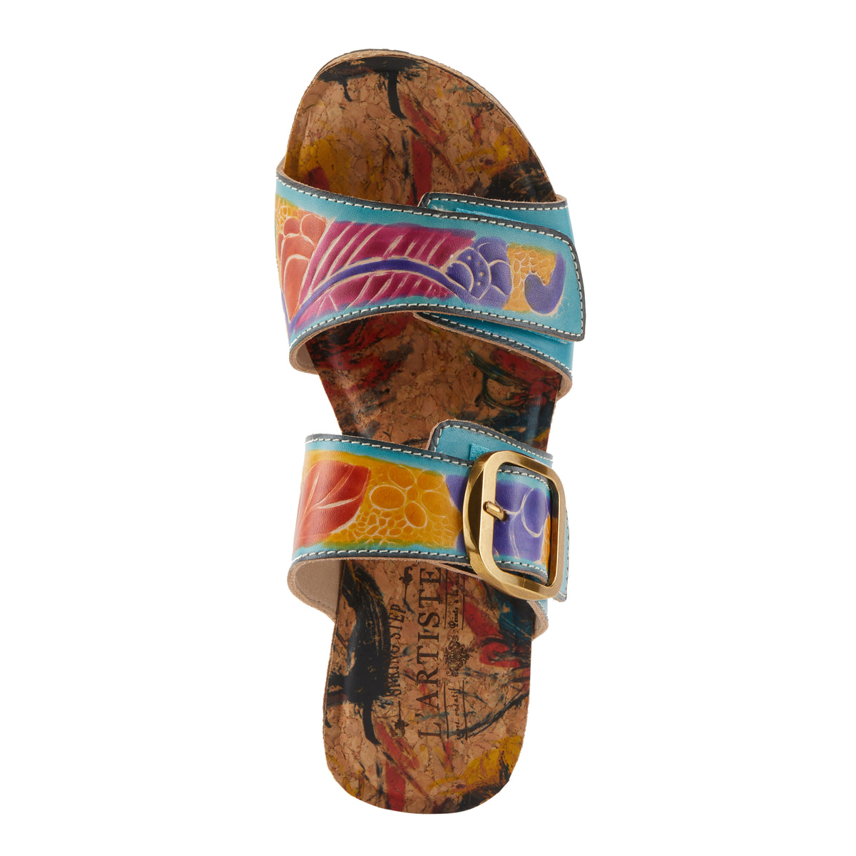 L'Artiste L'ARTISTE BRISEIS SANDALS sandal in turquoise multi with handcrafted leather design