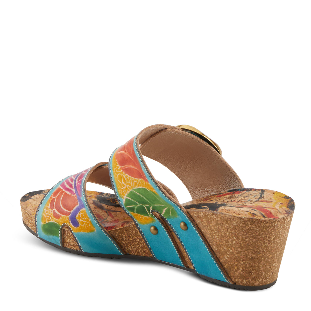 L'Artiste L'ARTISTE BRISEIS SANDALS sandal in turquoise multi with handcrafted leather design