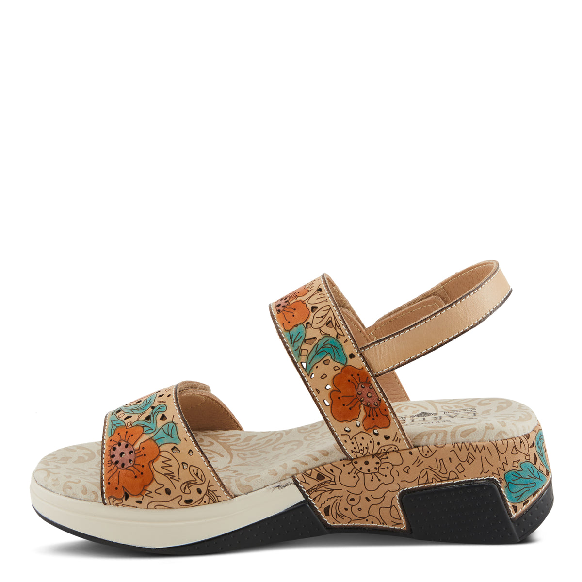 L'Artiste L'ARTISTE CAITLINA SANDALS sandal in beige multi with handcrafted leather design