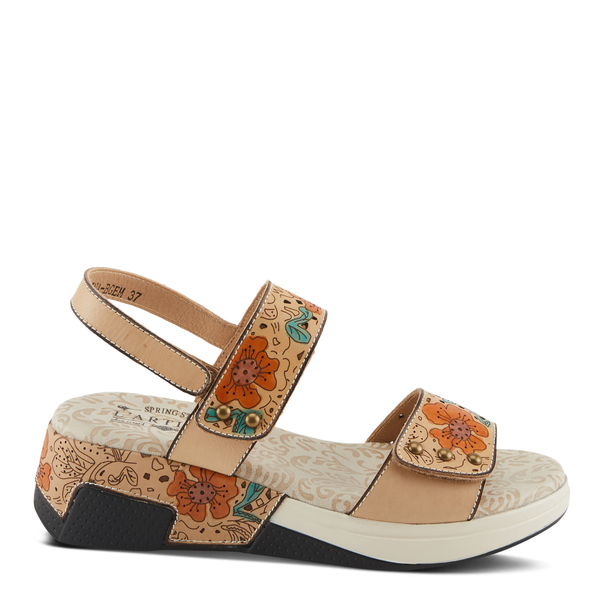 L'Artiste L'ARTISTE CAITLINA SANDALS sandal in beige multi with handcrafted leather design